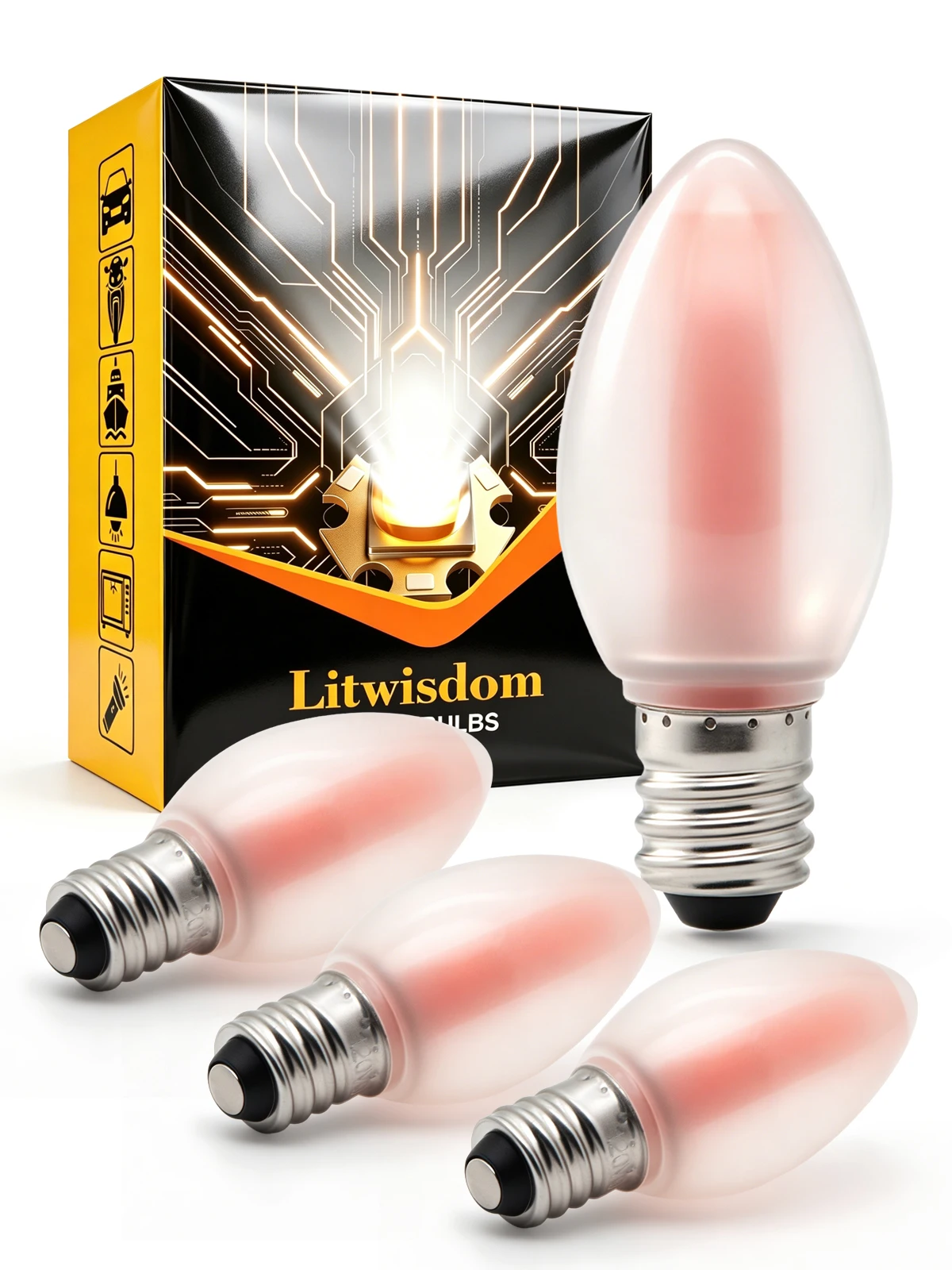 RUIANDSION E12 LED Flame Light Bulb C22F Frosted Base AC110-130V 1300K Flickering Simulation Candle Lamp for Christmas Decor