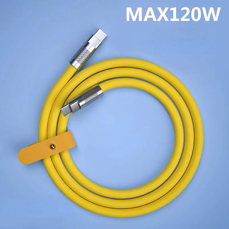 Cable de carga súper rápida, cargador tipo C a tipo c, 120W, 7A, Cable de silicona líquida de aleación de Zinc para Xiaomi, Huawei, OPPO, 1m, 1,5 m,