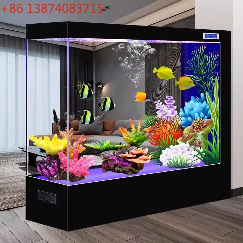 Fish Tank Super White Glass Medium and Large One-Click Drainage Subareas Screens Aquarium Household Side Filter