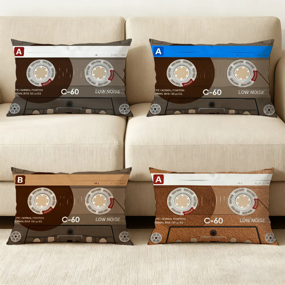 Retro Cassette Tape C-60 cushion cover Hit product Sofa living Room Office Rectangle Pillow Home Coffee Shop Bedding