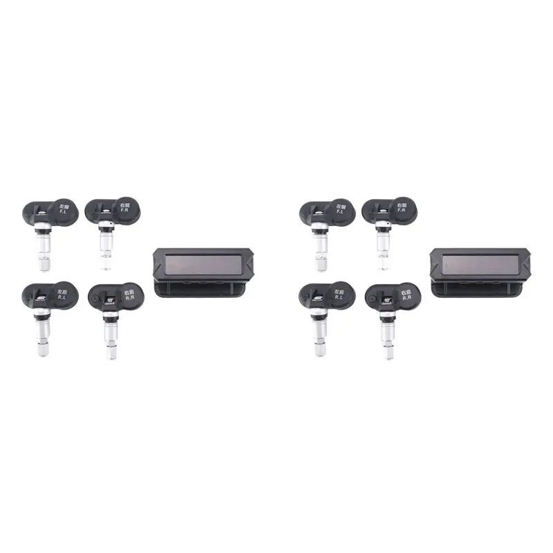 Better-2X USB Solar Power Tire Pressure Monitoring System Wireless Car TPMS LCD Display Pressure Alarm With Internal Sensor