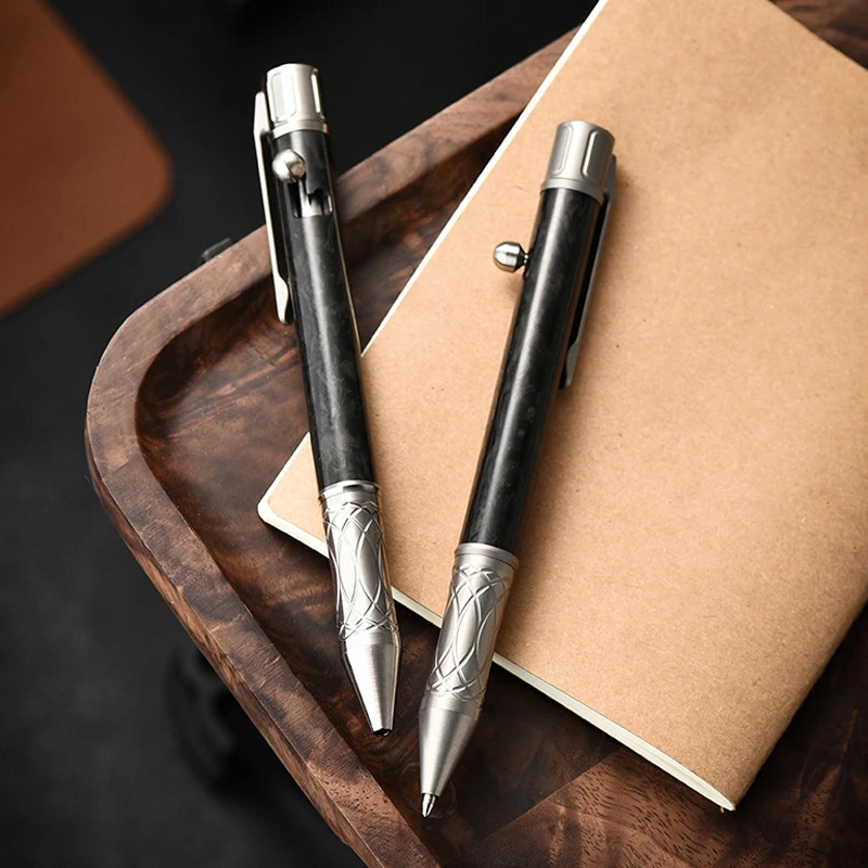 Outdoor Portable EDC Multi-function Tungsten Steel Head Window-breaking Carbon Fiber + Titanium Alloy Tactical Pen Tool