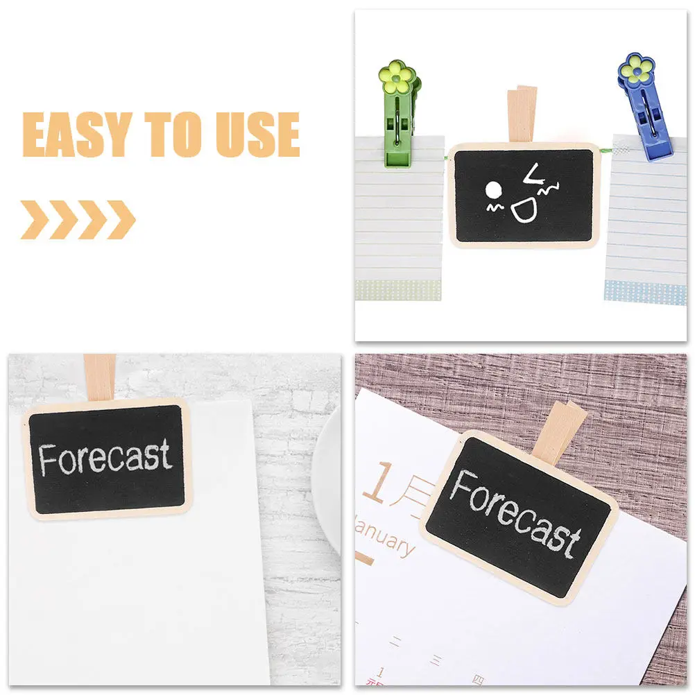 50Pcs Mini Wooden Chalkboard Signs with Clip Versatile Chalkboard Tags for Food Name Labels Photo Display Reminder Board Chalk
