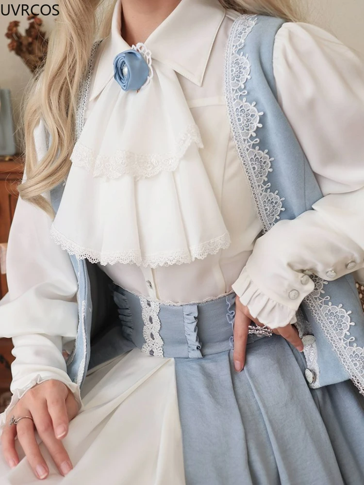 Victoriaanse Gothic Lolita Blouses Vrouwen Japanse Stijl Y 2K Chique Gigot Mouw Tops Vintage Elegante Sweet Strik Witte Prinses Shirts