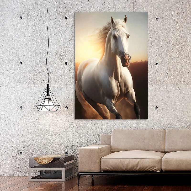 Black and White Wild Horses Canvas Paintings on The Wall Art Posters Prints Wall Picture Modern Animals Art Room Decor Frameless