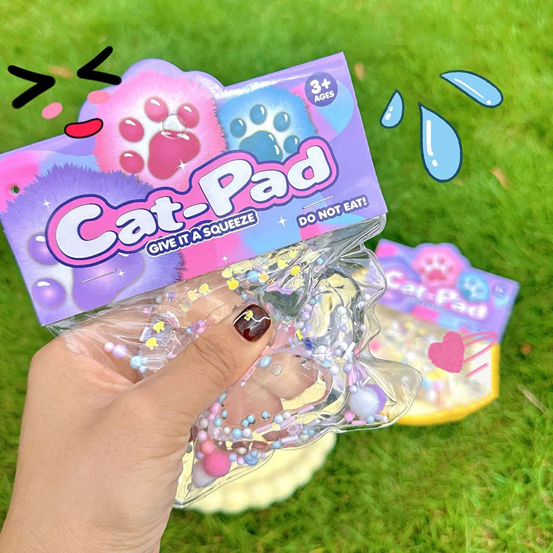 Funny Transparent Patch Cat Paw Decompression Toys Kawaii Cartoon Antistress Stress Relief Slow Rising Toys Adult Kids Toys