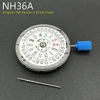 Original Automatic NH36 NH36A Mechanical Movement Crown At 3/3.8 O'clock White Day-Date Wheel Modification Replace Movement 4R36