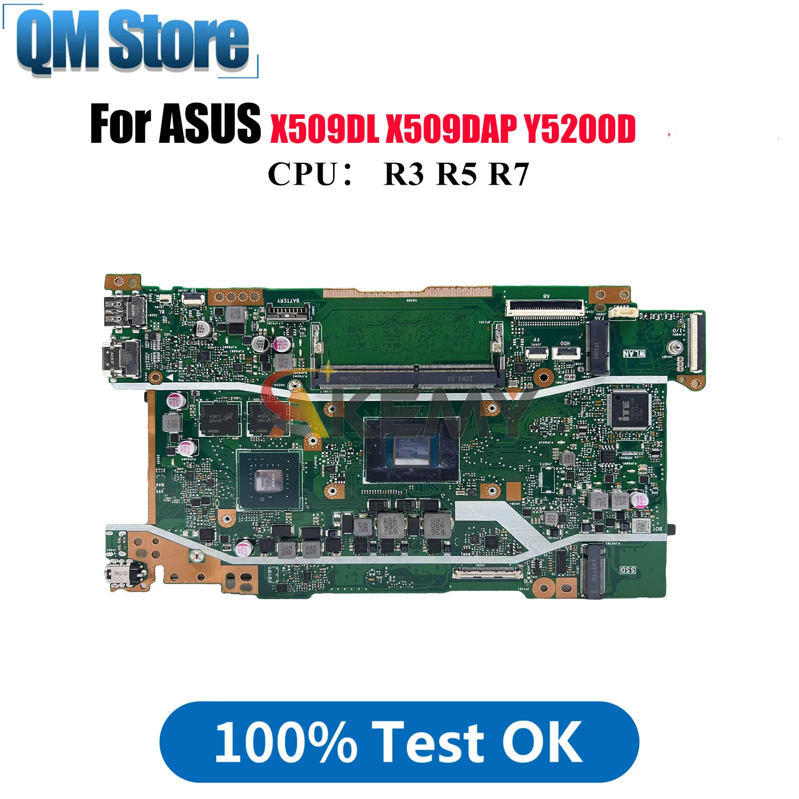 

X509DJ Laptop Motherboard For ASUS D409D M409D Y5200D P1510CDA X509D FL8700DA M509D D509D X509DAP X509DL Mainboard R3 R5 R7 CPU