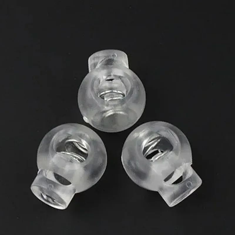 Cord Lock Round Ball Toggle Stopper Plastic  Toggle Clip Widely For Bag Backpack/Clothing Clear White