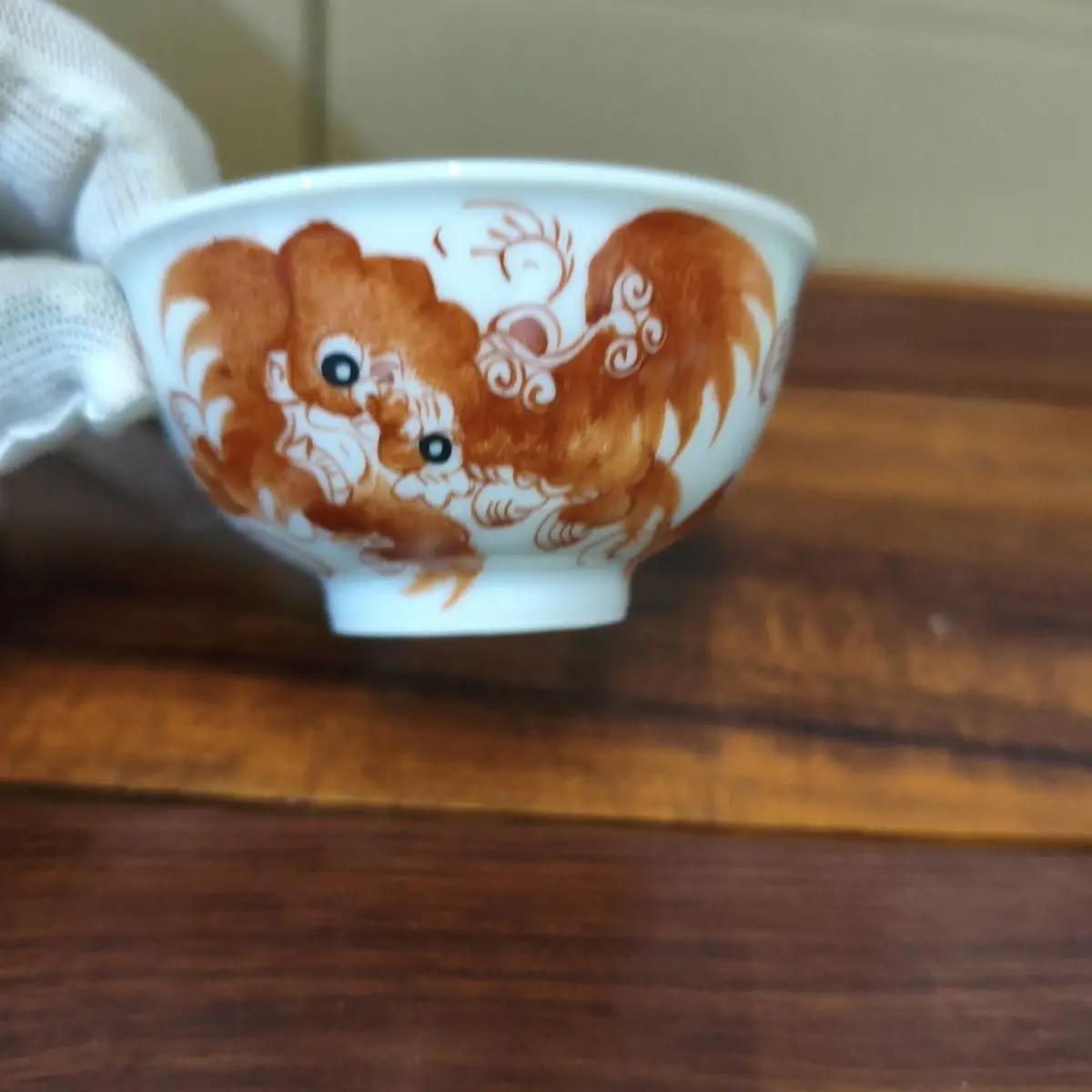 Old Collection Hand Painted Pink Famille Rose Taishi Shaobao Cup Ceramic Decorative Ornament For Home Display