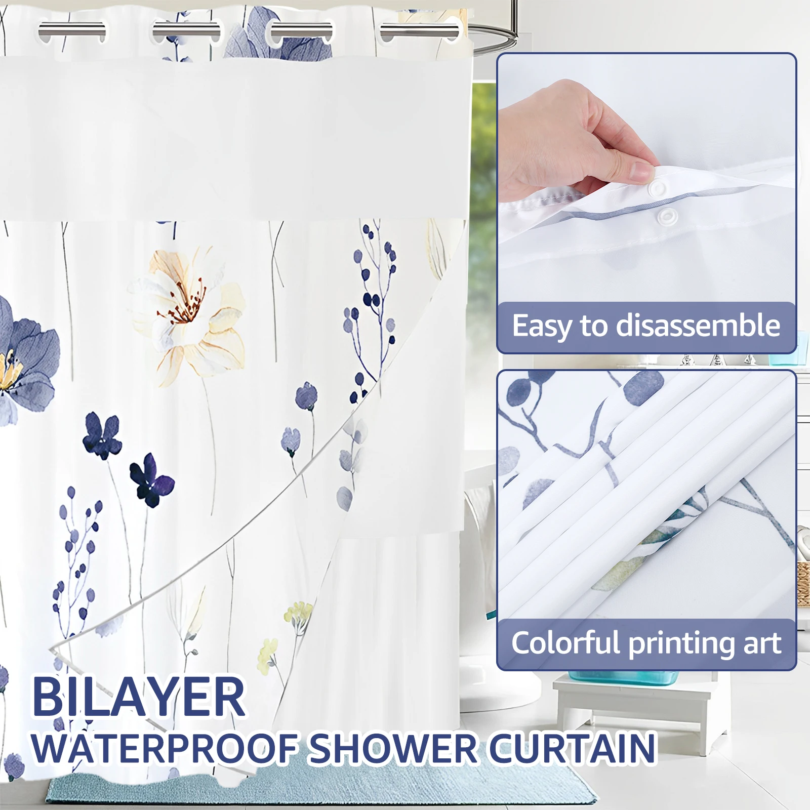 1/2Pieces Shower Curtain Watercolor Leaves Bathroom Decoration Shower Curtains living Decorae 1.8*1.8M for kitchen Room Home