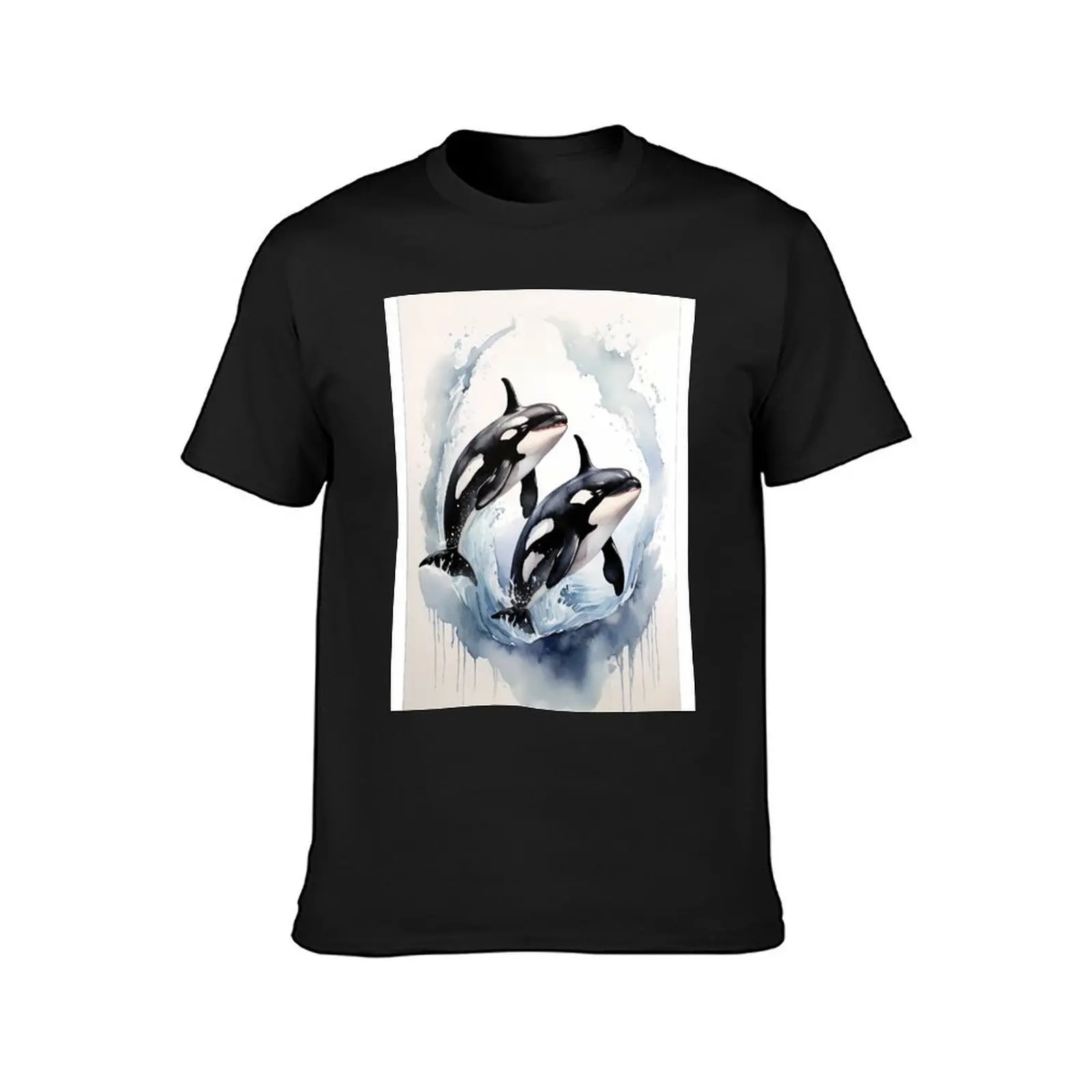 Beautiful orcas T-Shirt korean fashion summer clothes t shirts men