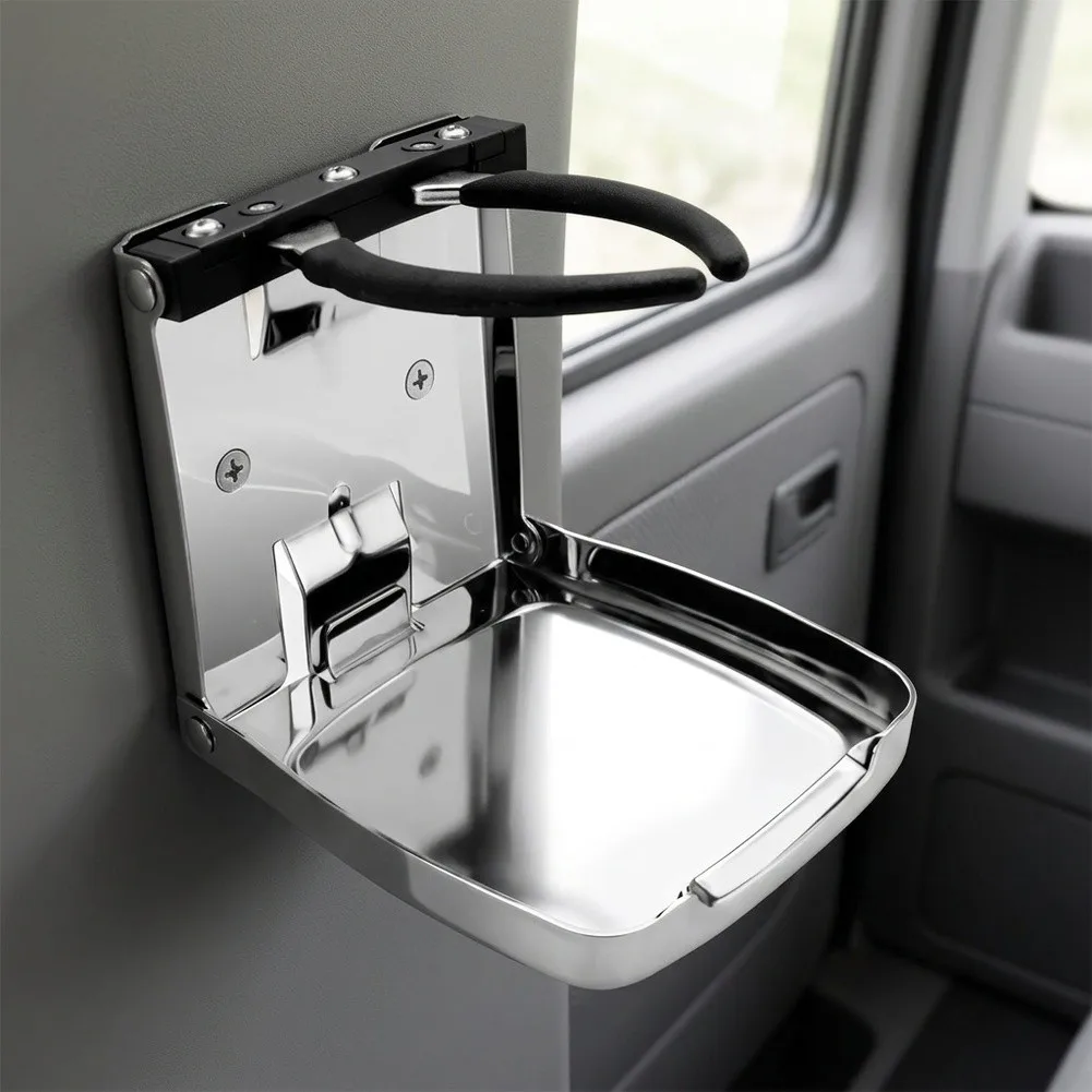 Marine Rated Folding Cup Holder for Boats for rvs Trucks with 304 Stainless Steel Construction and Secure Adjustable Grip System
