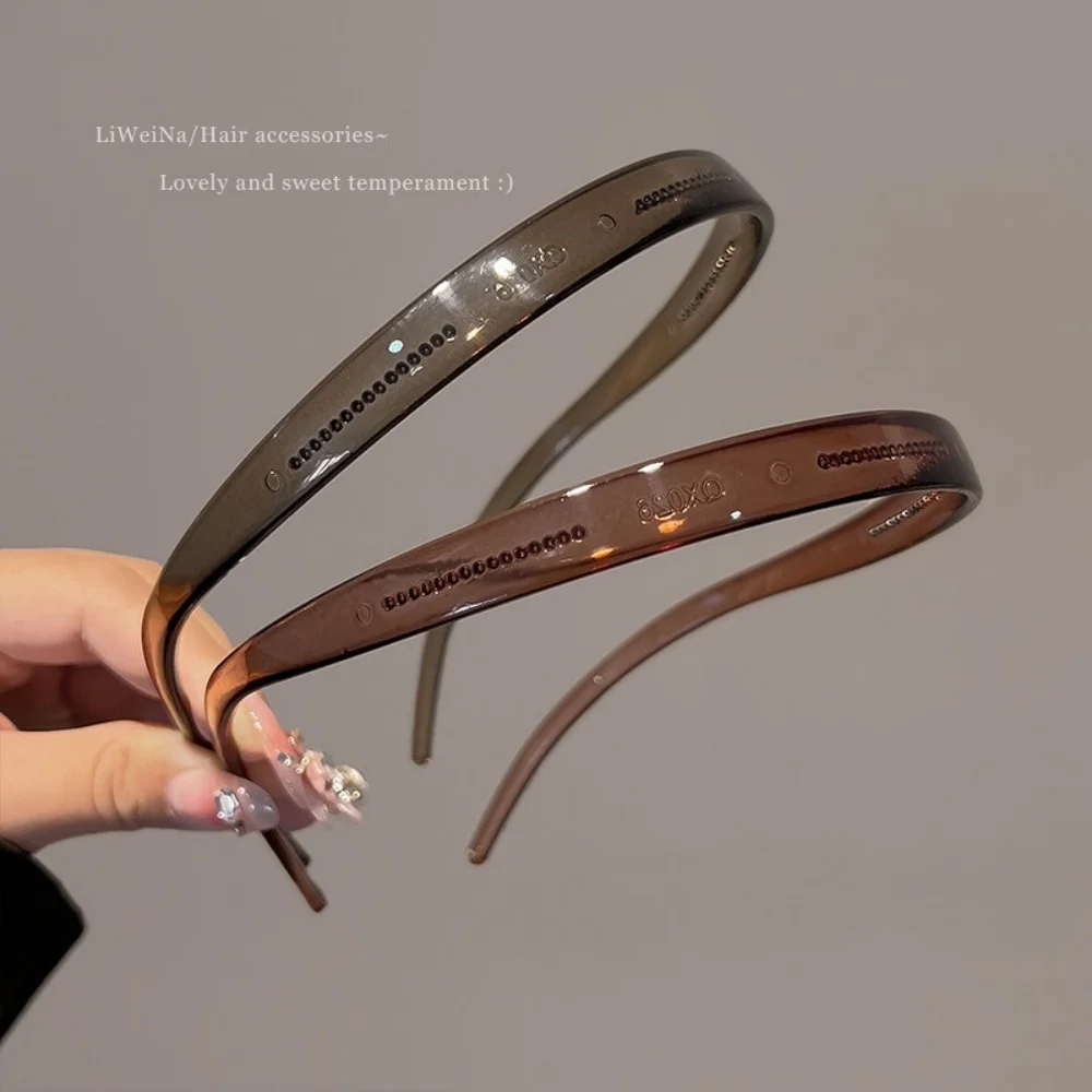 Summer transparent eyelet headband jelly color hair tie for women, fine style with teeth, non-slip, crush-proof, and gentle