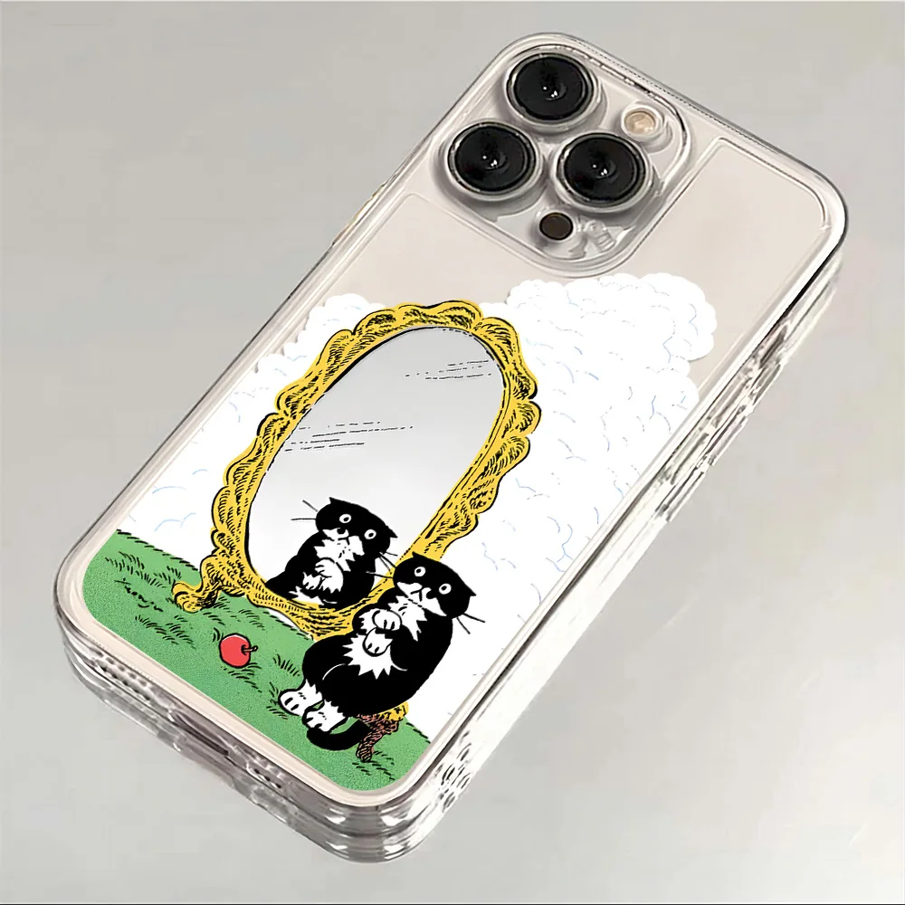 مضحك الكرتون الأسود القط قضية الهاتف آيفون 17 16 15 11 12 14 13 برو ماكس ميني X XS XR 7 8 زائد SE4 16E للصدمات غطاء ناعم #3