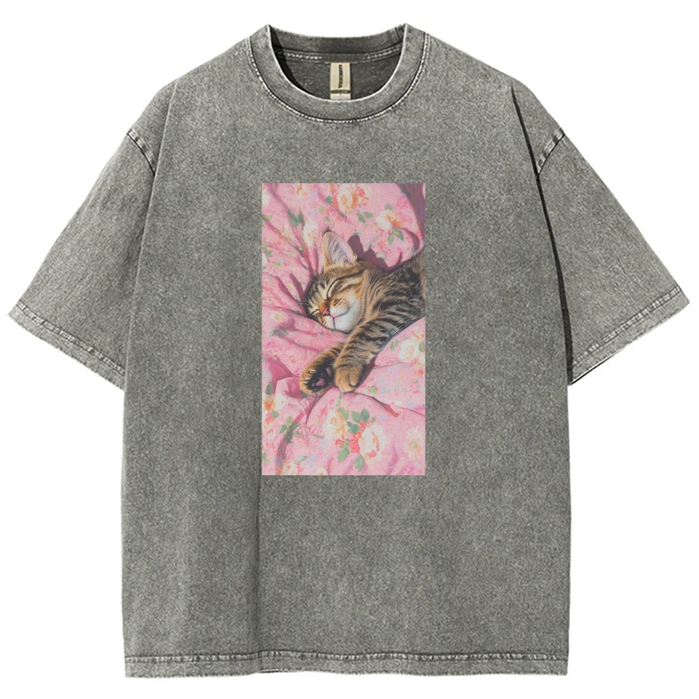 

Eco Ink Printed Storybook Graphic - Washed Unisex Y2K Top, Shoujo Aesthetic Work-Friendly Whimsy