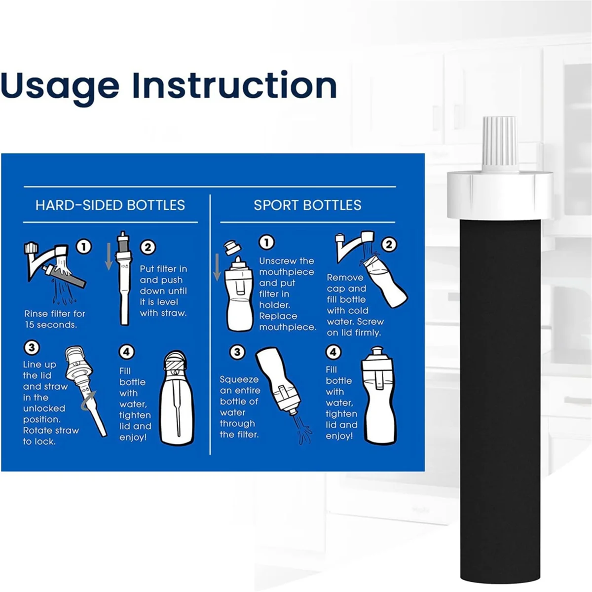 Filtri per bottiglie d'acqua, sostituzione per Brita BB06, Brita Hard Sided e filtro per bottiglie d'acqua sportive, 6 conteggi