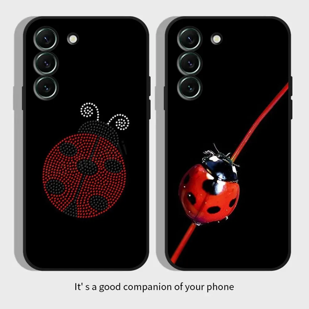 Seven-Star Ladybug Phone Case for SamsungS24,S23,S22,S21,S20 Ultra Pro S10,S30Plus,20 Ultra Black Cover