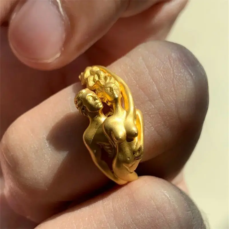 Human Body Sculpture Ring Adam and Eve Art Retro High-end Ring Women's Vintage Ring