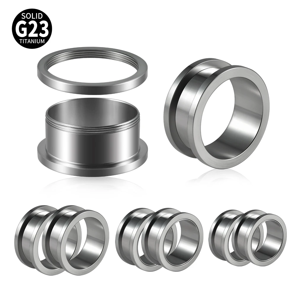 1Pair G23 Titanium Ear Stretchers Tunnel External Thread Vintage Thick Ear Gauge Plugs Expander Body Piercing Jewelry