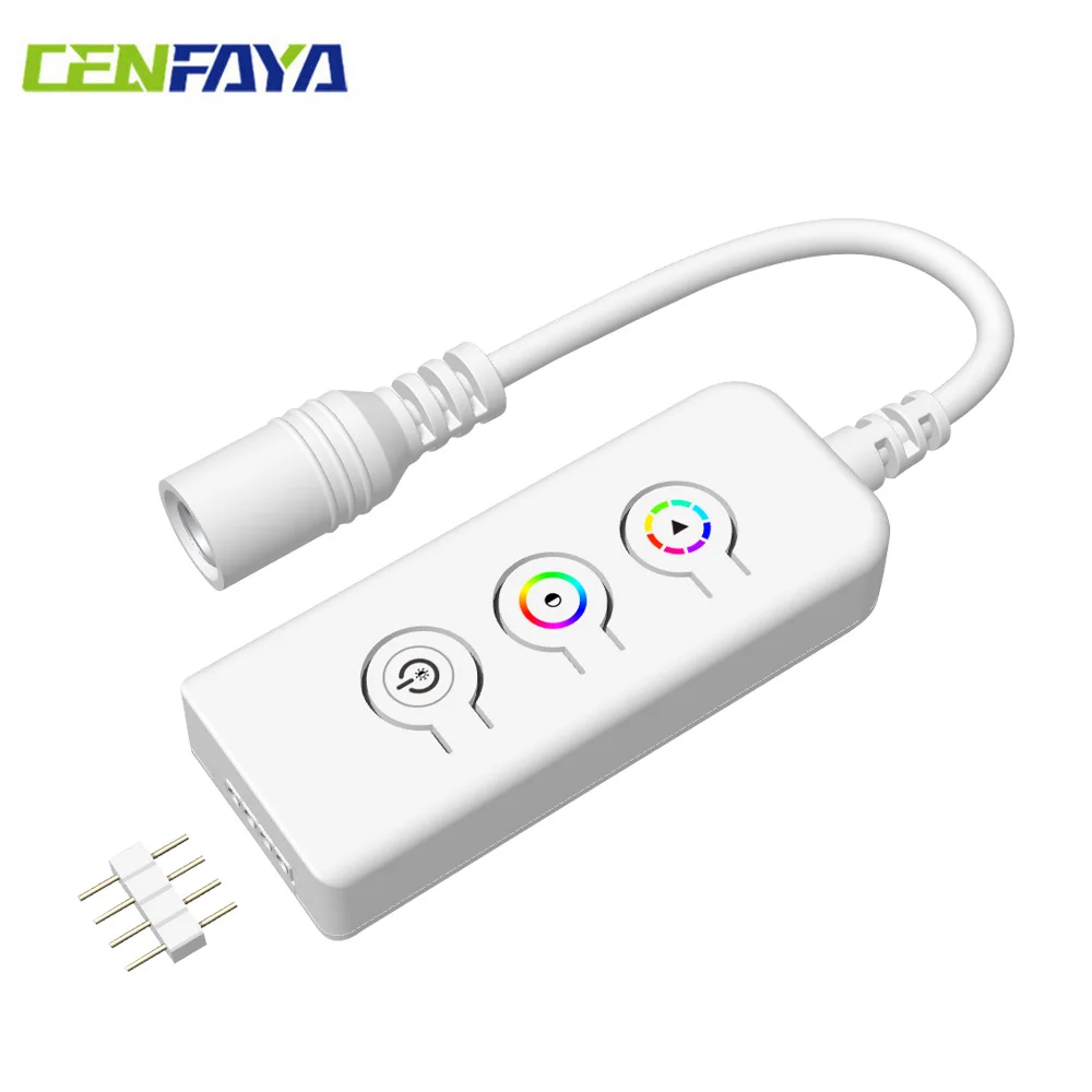 

CENFANYA Мини-контроллер RGB LED с 4-контактным разъемом, 3-кнопочный диммер яркости для многоцветных RGB LED лент DC 5V 12V 24V