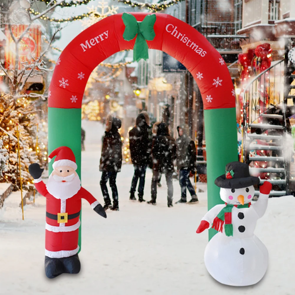 

2.4M Department Store Archway Cartoon Inflatable Door with LED Light with Santa Claus&Snowman for Party Gatherings