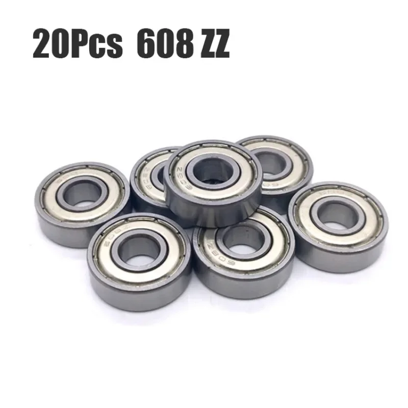 

20Pcs 608 ZZ Ball bearings Miniature Deep Groove Skateboard Ball Bearings for Skateboard Scooter 3D Printers 8 x 22 x 7 mm