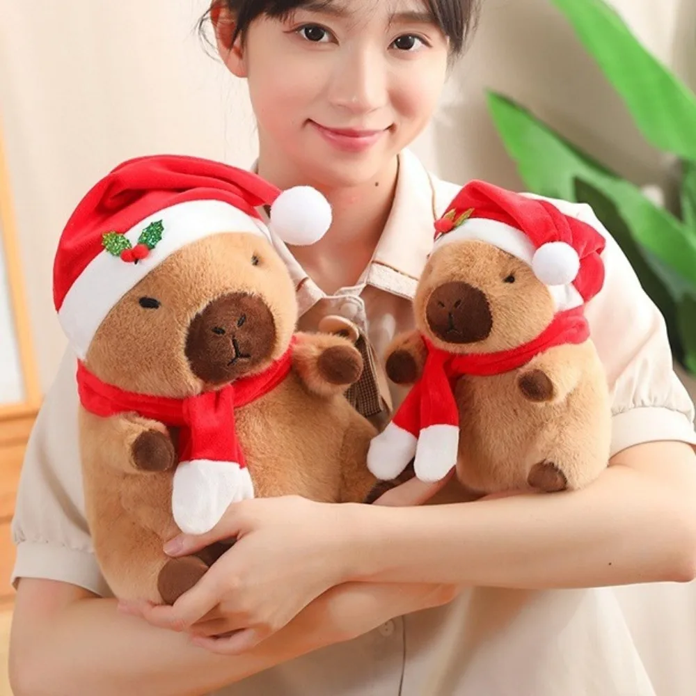 

Dress Up Christmas Capybara Plush Doll Festival Simulation Capybara Plush Toy Cartoon Soft Capibara Fluffty Doll Home Decor
