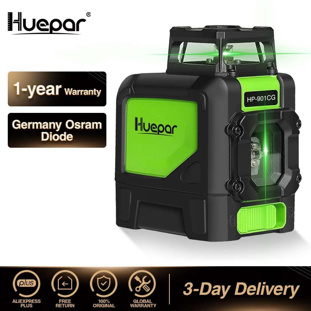 

Huepar Laser Level Green Beam Cross Laser Self-leveling 360-Degree Coverage Horizontal and Vertical Line with 2 Pluse Modes