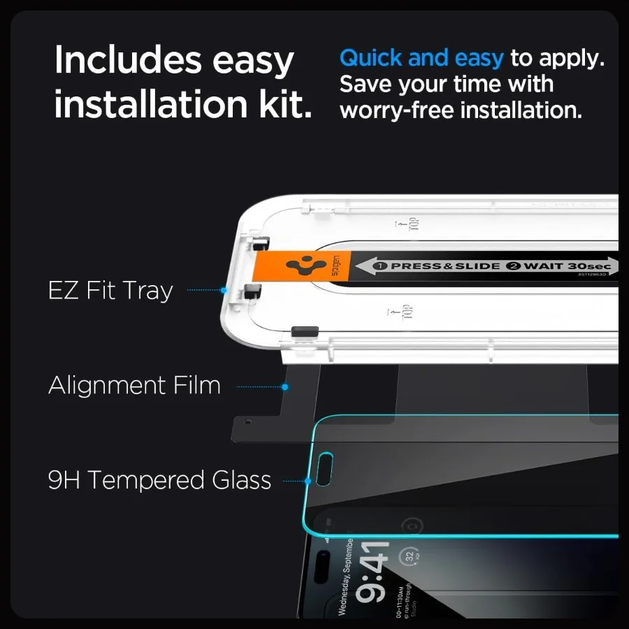 واقي شاشة من الزجاج المقوى [GlasTR EZ FIT Privacy] مصمم لهاتف iPhone 15 Pro Max [Case Friendly] عبوتان