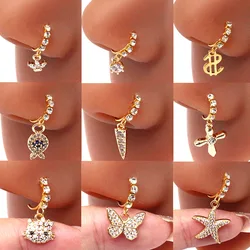 Stainless Steel Cat Nose Ring Piercing Nariz Nasal Hoops Ring for Women Butterfly Dangle Nose Piercing Jewelry Tragus Piercing