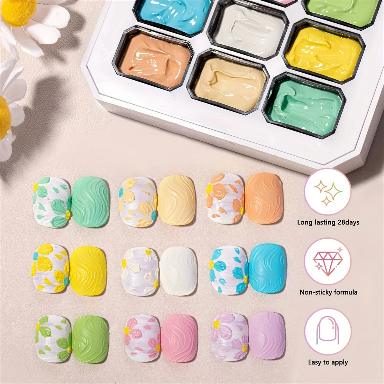 1pc 9-color Makaron solid nail polish popular color patting gel oil painting gel gradual color UV&LED gel nail art creation diy