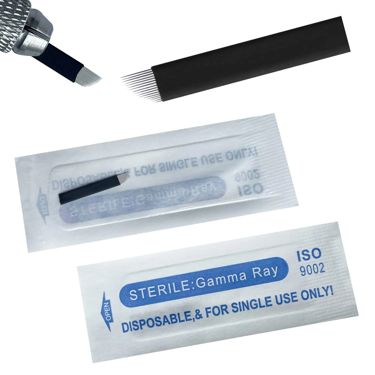 50/100Pcs 0.18mm Black Nano Pin Microblading Needles Permanent Makeup Needle Eyebrow Manual Tattoo Needles Blade 3D Embroidery