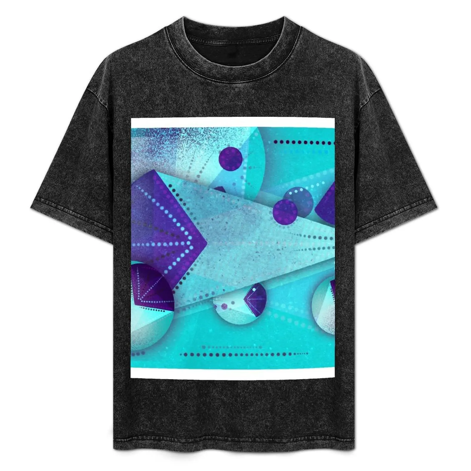 Cyber Purple- A stream of shapes and colors T-Shirt Trendy Print Short Sleeve T-Shirt