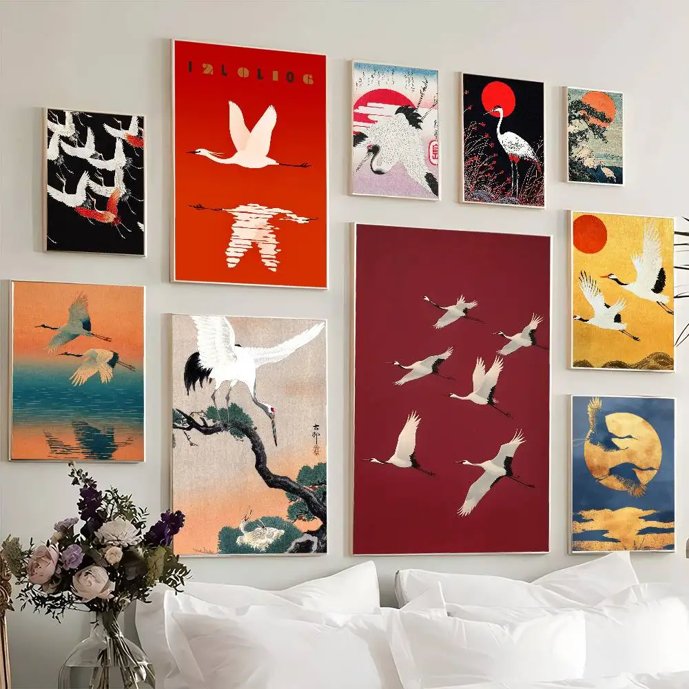 Japanese Flying Cranes White Bird Classic Movie Posters HD Q