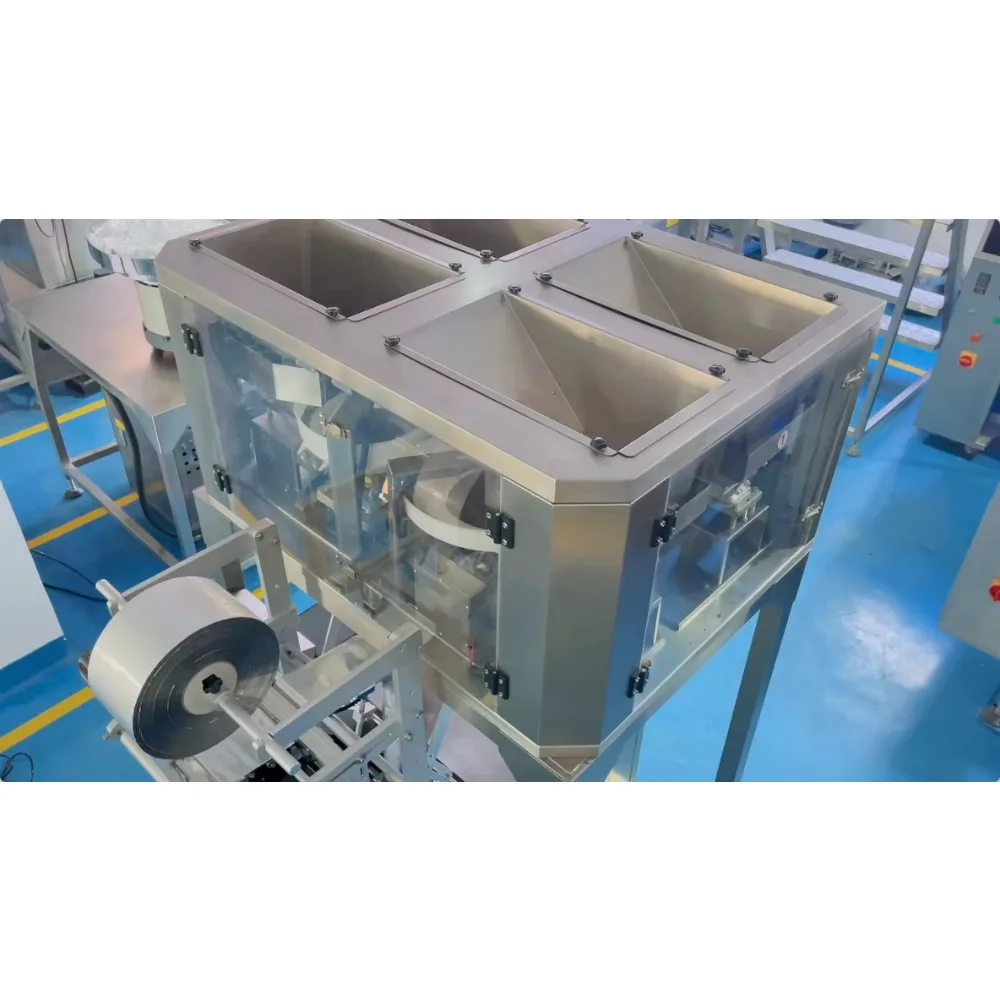 4 Head Weighing Filling Sealing Wrapping Packaging Machine for Grains Cereals Rice Beans Seeds and Granular Food Pouch Packing