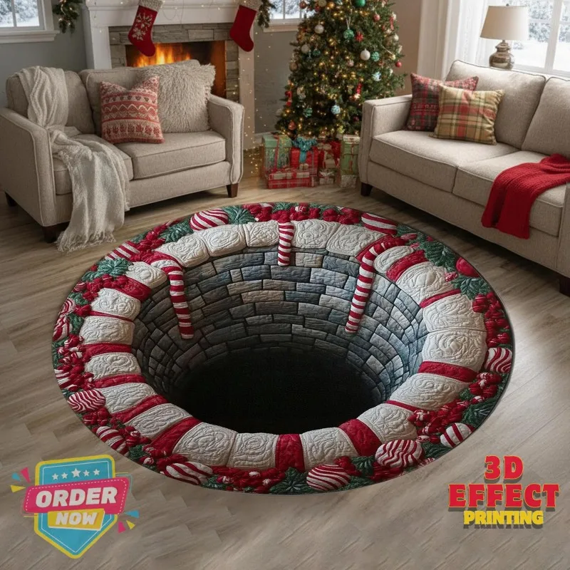 VIKAMA Christmas Stocking Bell Rug, Comfort Soft Warm & Non Slip, for Living Room Bedroom Fireplace Xmas Mat, Home Decor