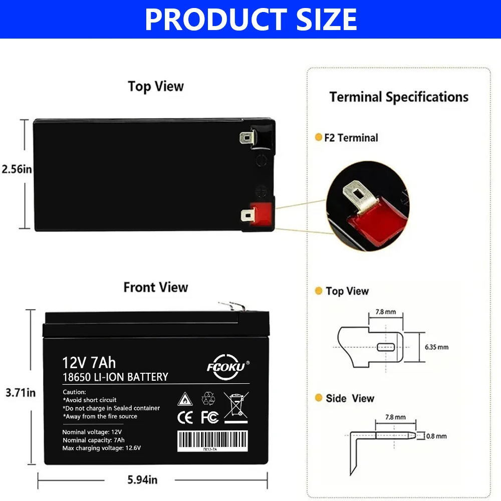 12V 7Ah 18650 Lithium Battery Pack Built-In 10A BMS. For Sprayer, Surveillance Camera Children\'s toy car Battery, Backup Power