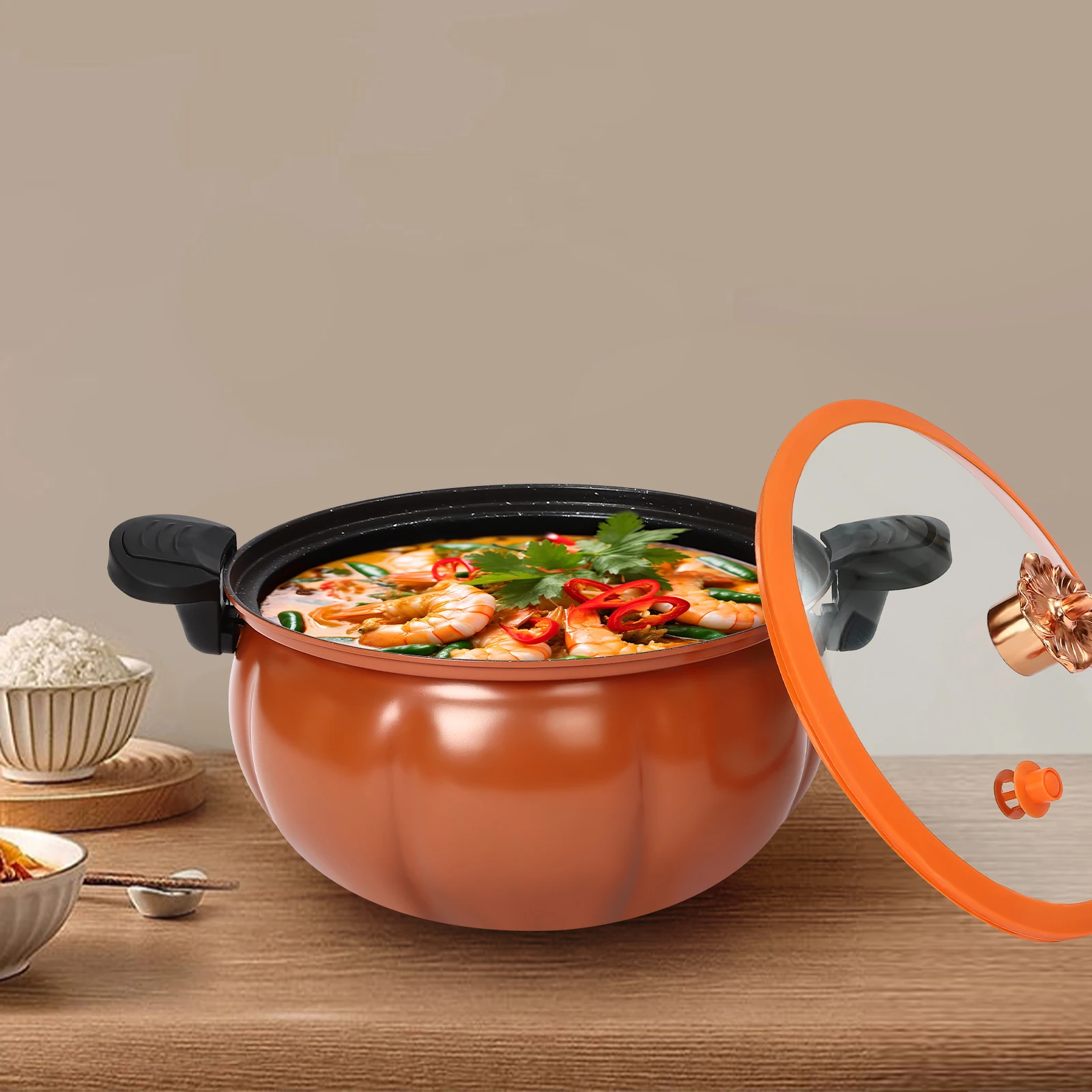 

Pumpkin Shaped Refine Iron Pressure Cooker Micro-pressure Pot 8L 38*22cm For Open-flame Heating And Gas Cooking Stoves.