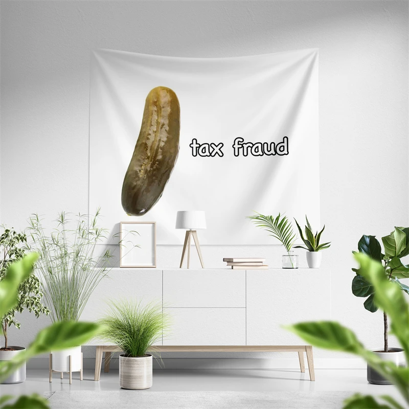 Aertemisi Tax Fraud Pickle Funny Meme Tapestry Wall Hanging Art for Bedroom Living Room Decor College Dorm Party Backdrop Home