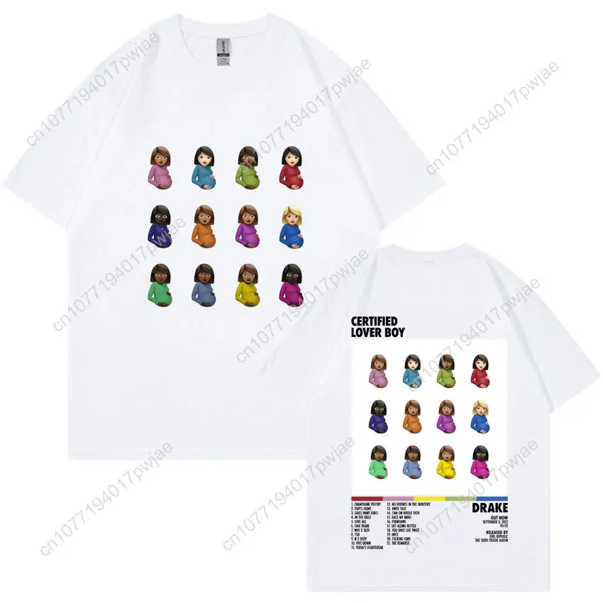 래퍼 드레이크 인증된 러버 보이 앨범 프린트 그래픽 티셔츠 유니섹스 캐주얼 패션 티셔츠 남성용 100% 코튼 오버사이즈 티셔츠