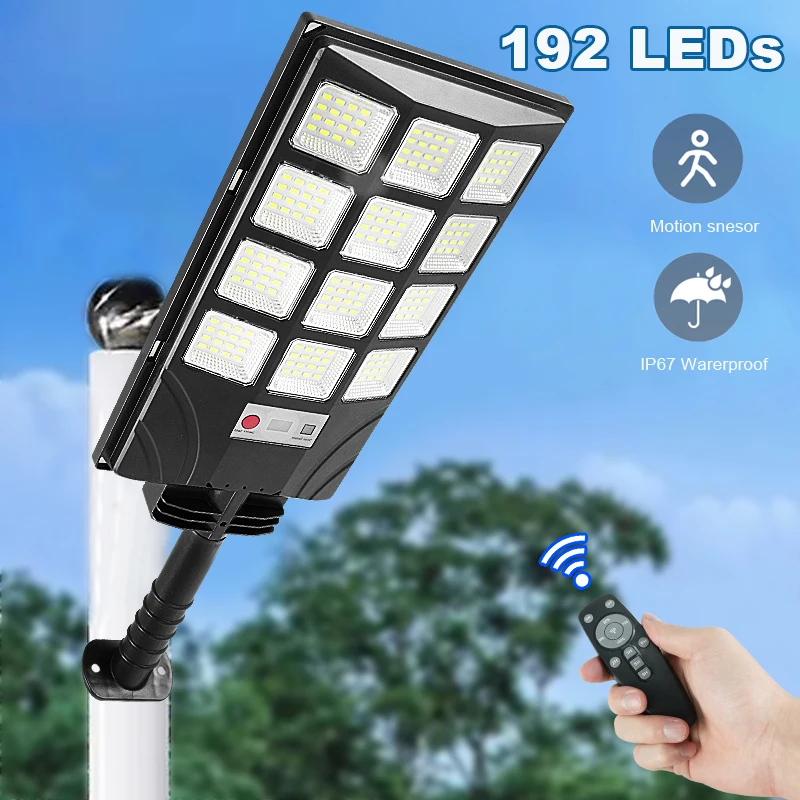 

Solar Lights Outdoor 192 LED Sensor Motion Light With Remote Control Solar Garden Lamp IP67 Waterproof Security Street Yard Lamp