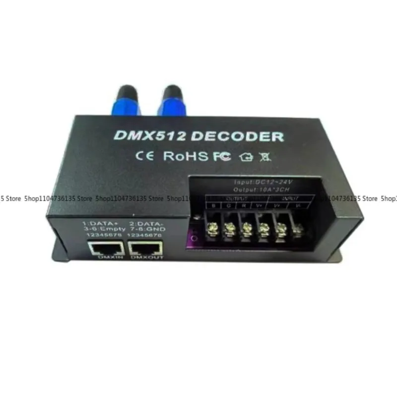 DMX512 Decoder 3/4 Channel Color RGBW Stage Light Strip Engineering Sub-control RGB Light Strip LED Controller