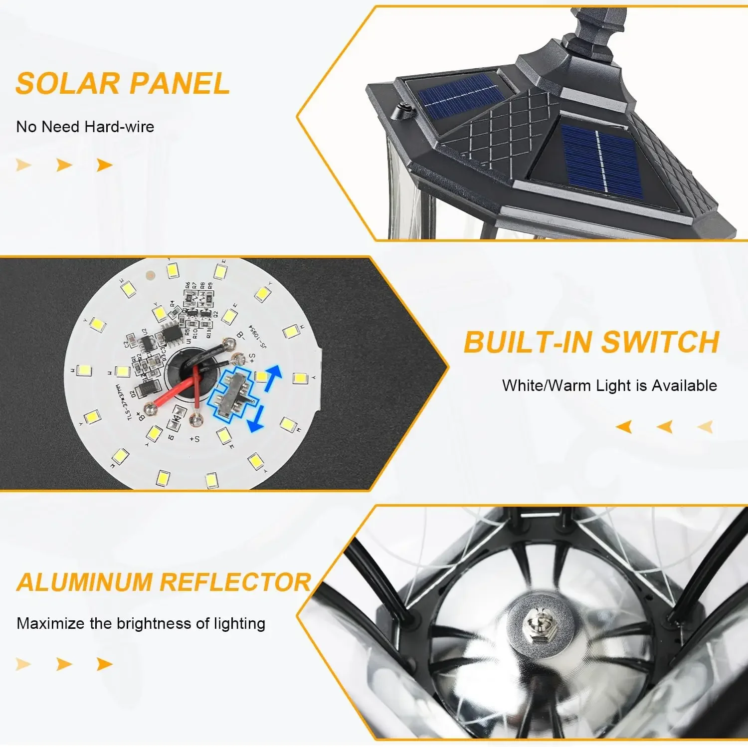 أضواء عمود المصباح الشمسي مع مستشعر من الغسق إلى الفجر، مصابيح LED مقاومة للماء برأسين للشارع بالطاقة الشمسية،