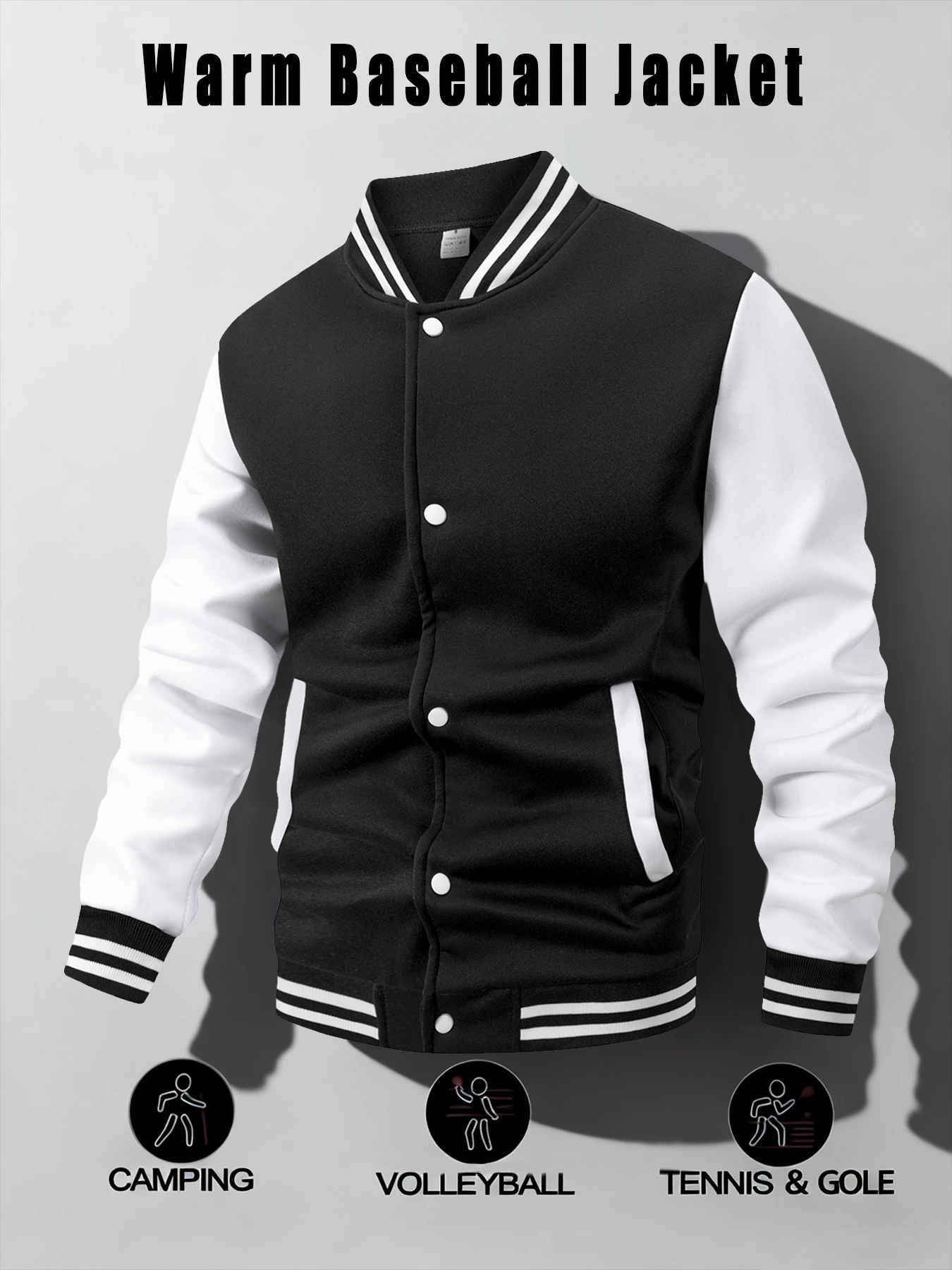 Men'S Stylish Baseball Jacket Hoodie, Perfect for Street Fashion and Outdoor Wear. Suitable for Sports