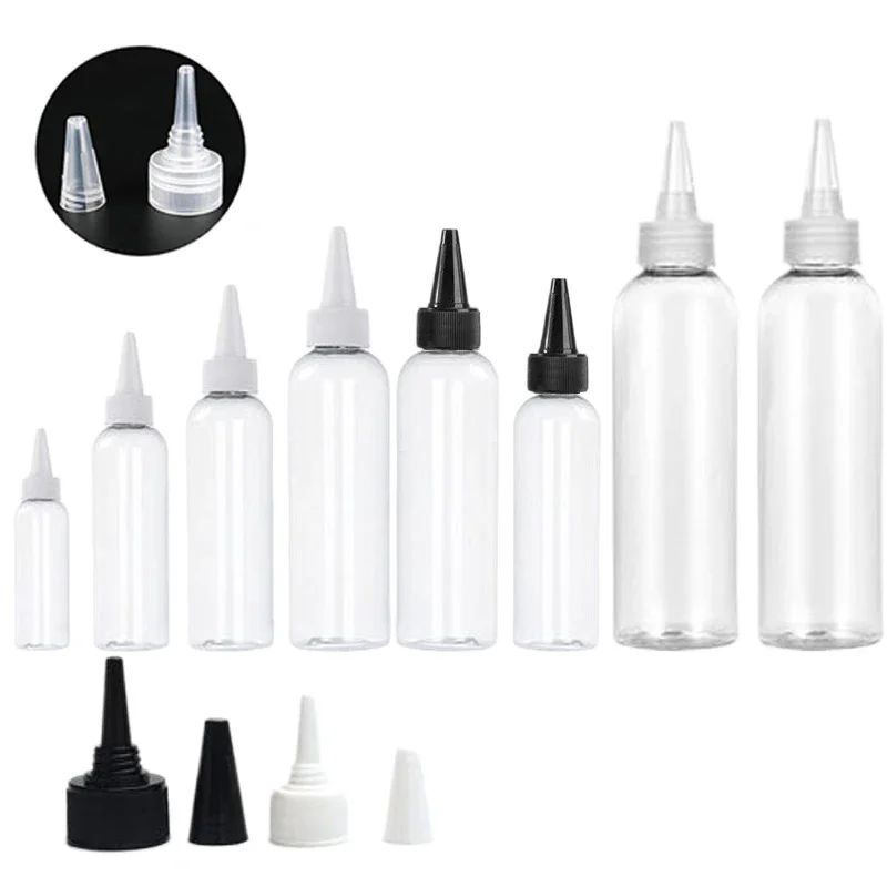 

100Pcs Empty10ml-100ml Mini PET Clear Plastic Dropper Bottles W/ Leakproof Screw-On Lid Squeezable Liquid Gel ink Oil Containers