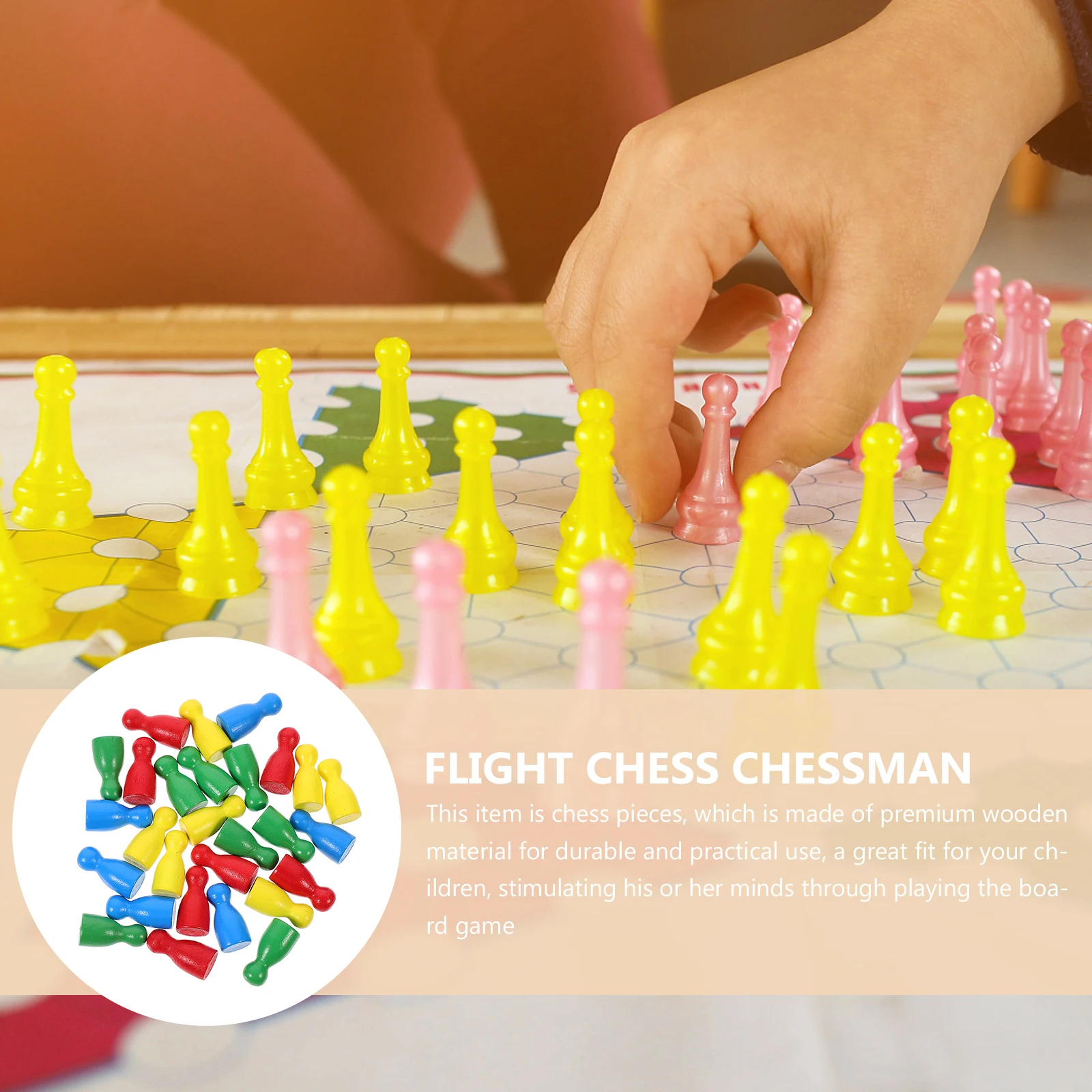 

48 Pcs Adults Wooden Chess Pieces Game Figurine Magnetic Force Extra Large Pawn Multicolor