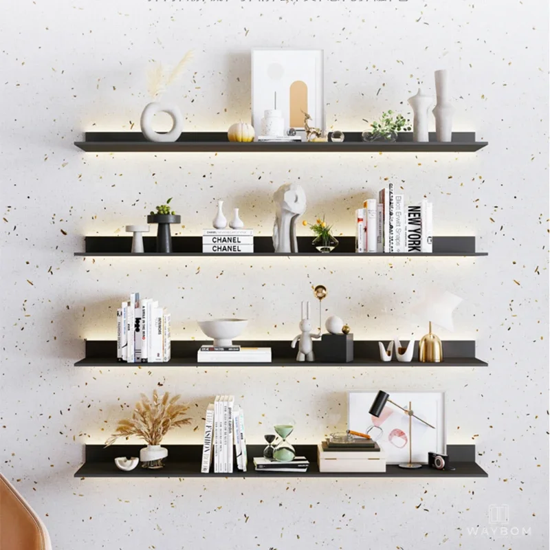 Modern Industrial Creative Concealed Stainless Steel Metal Drawer Brown Floating Wall Shelf Fixing With Bracket