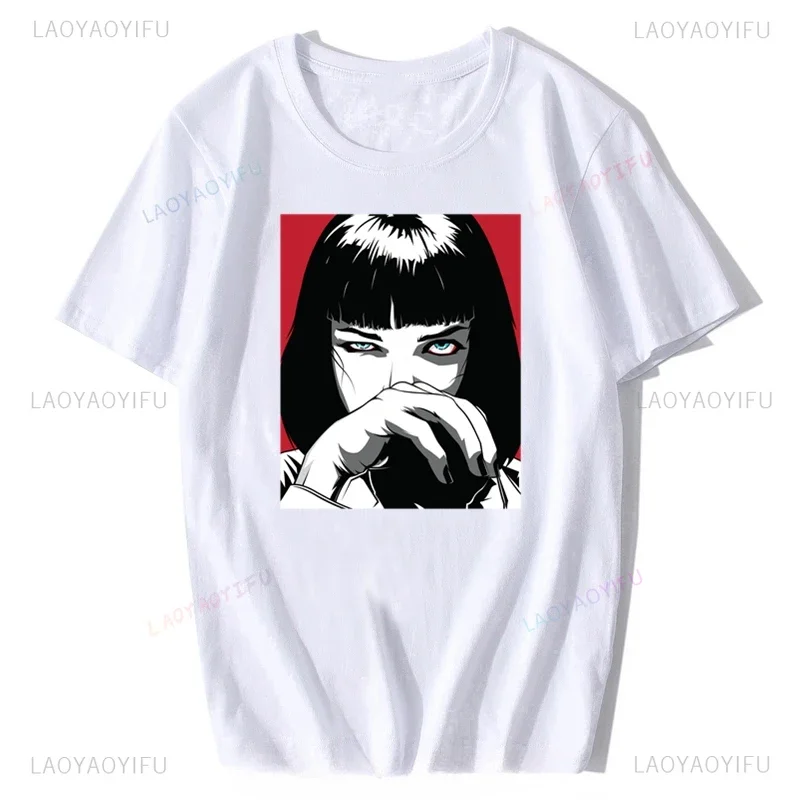 Quentin Tarantino Pulp Fiction Mia Vintage Men/women Fashion Movie 90S Printed T-shirt Punk Rock Aesthetic Unique Streetwear