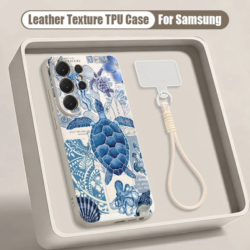 Handyhülle mit Schildkrötenmuster für Samsung Galaxy S26 S25 S24 Ultra S23 S25 FE A57 A37 A17 A56 A55 A16 A26 A54 mit Trageschlaufe aus Silikon